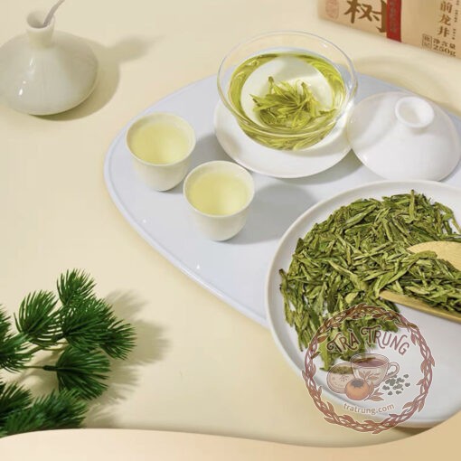 Cánh trà long tỉnh minh tiền khô dẹt thẳng màu xanh nõn nà